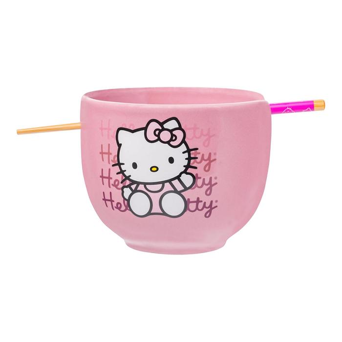 Pink Hello Kitty Hello Kitty Ceramic Ramen Bowl and Chopstick Set (Pink Wave) | CA_HK34810