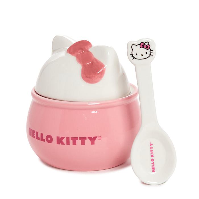 Pink Hello Kitty Hello Kitty Ceramic Sculpted Bowl and Spoon Set | CA_HK32586