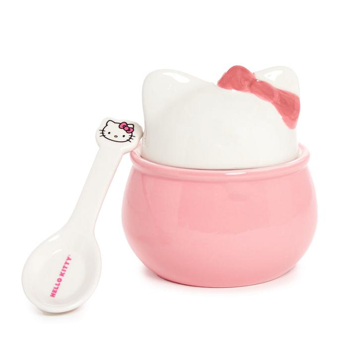 Pink Hello Kitty Hello Kitty Ceramic Sculpted Bowl and Spoon Set | CA_HK32586