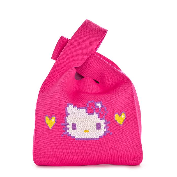 Pink Hello Kitty Hello Kitty Pink Knit Shopper Bag (Retro Pixel Series) | CA_HK36794