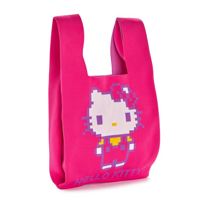 Pink Hello Kitty Hello Kitty Pink Knit Shopper Bag (Retro Pixel Series) | CA_HK36794