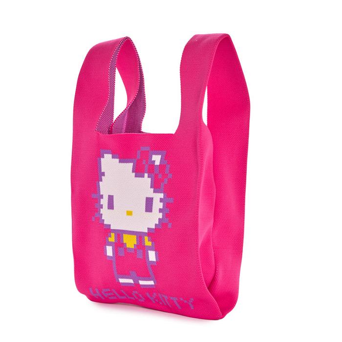 Pink Hello Kitty Hello Kitty Pink Knit Shopper Bag (Retro Pixel Series) | CA_HK36794