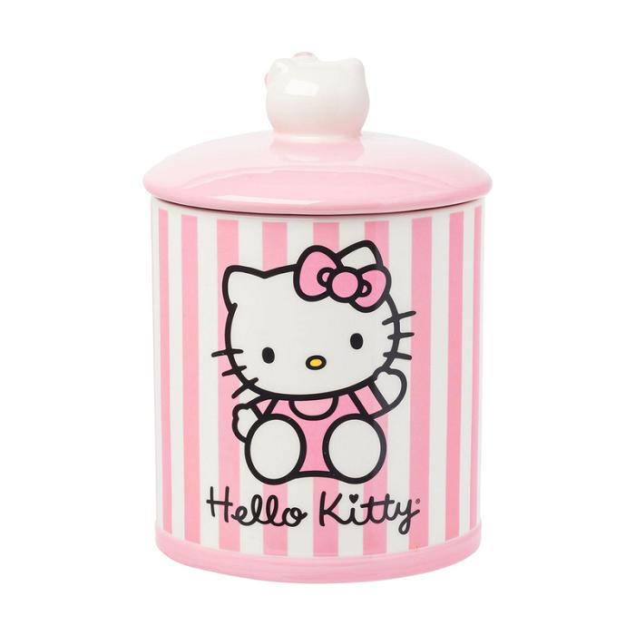 Pink Hello Kitty Hello Kitty Pink Stripe Ceramic Storage Jar | CA_HK68884