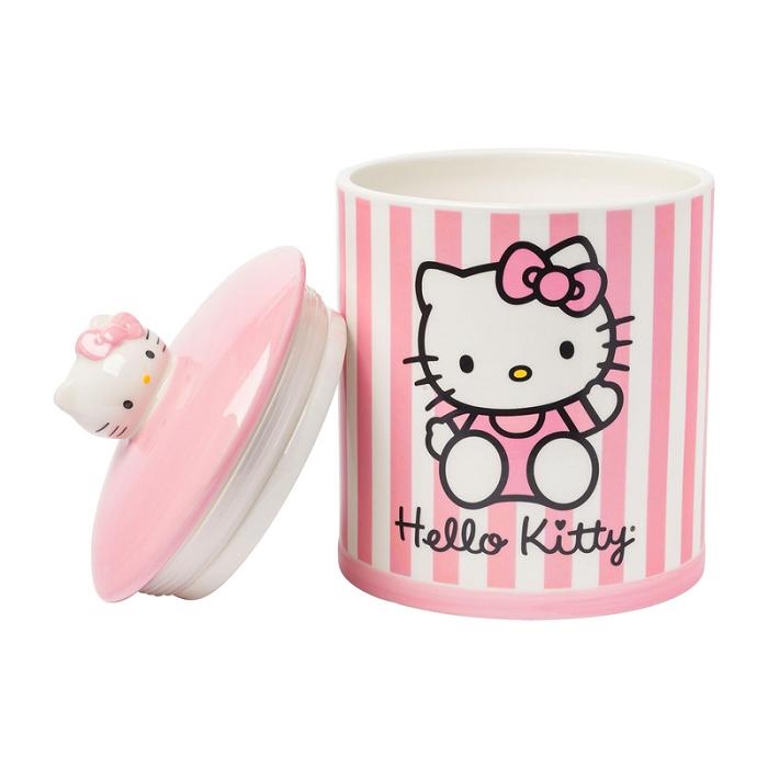 Pink Hello Kitty Hello Kitty Pink Stripe Ceramic Storage Jar | CA_HK68884