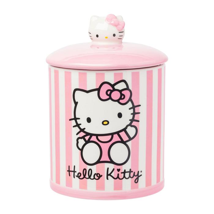 Pink Hello Kitty Hello Kitty Pink Stripe Ceramic Storage Jar | CA_HK92016