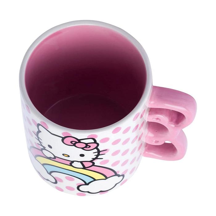 Pink Hello Kitty Hello Kitty Sculpted Bow & Rainbow Ceramic Mug | CA_HK12898