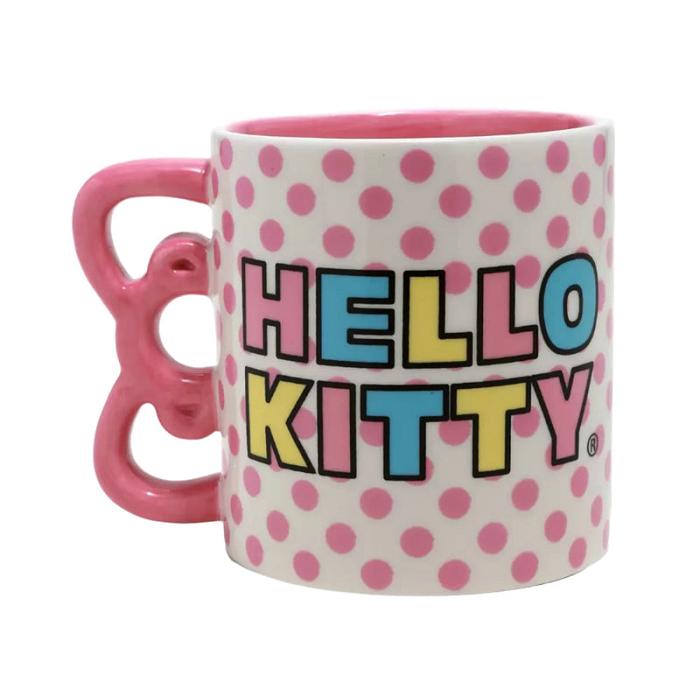 Pink Hello Kitty Hello Kitty Sculpted Bow & Rainbow Ceramic Mug | CA_HK12898