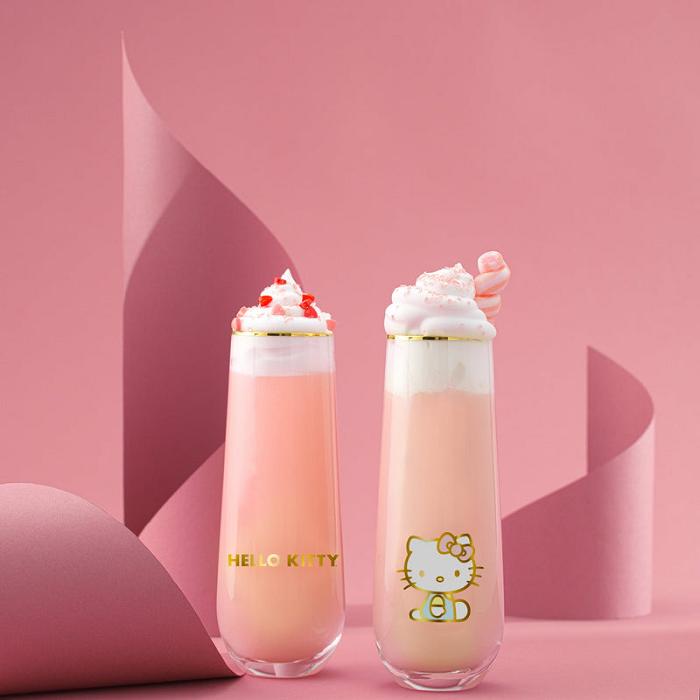 Pink Hello Kitty Hello Kitty Stay Gold Stemless Flutes (Set of 4) | CA_HK30449