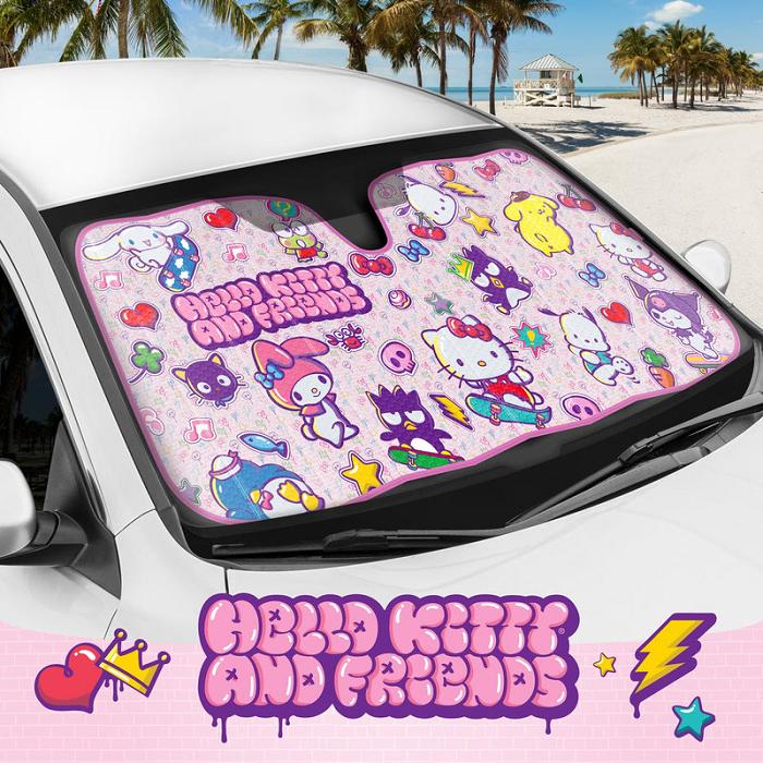 Pink Hello Kitty Hello Kitty and Friends Car Sun Shade (Kawaii Fun) | CA_HK21533