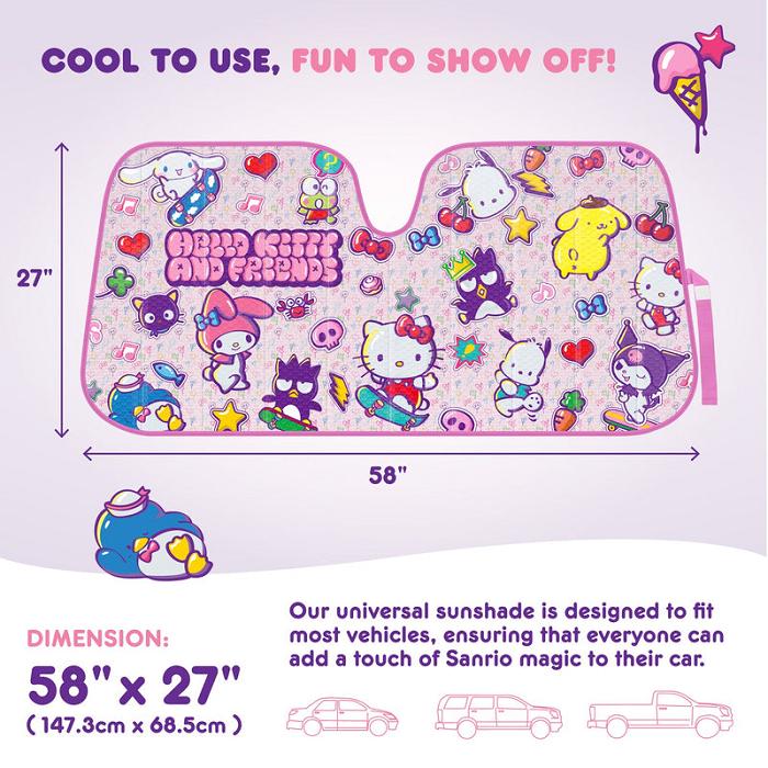 Pink Hello Kitty Hello Kitty and Friends Car Sun Shade (Kawaii Fun) | CA_HK21533