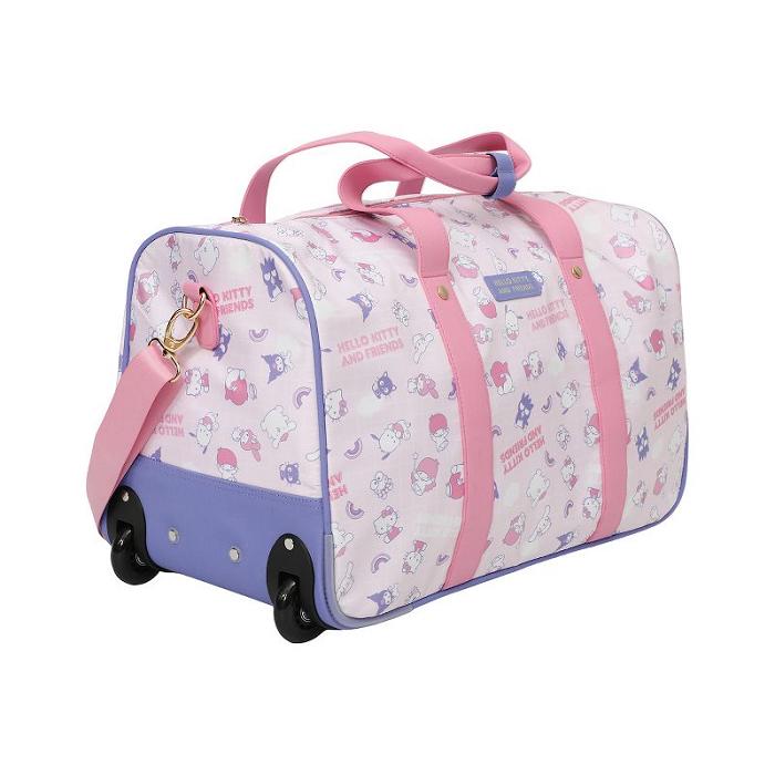 Pink Hello Kitty Hello Kitty and Friends All-Over Print Rolling Duffle Bag | CA_HK84286