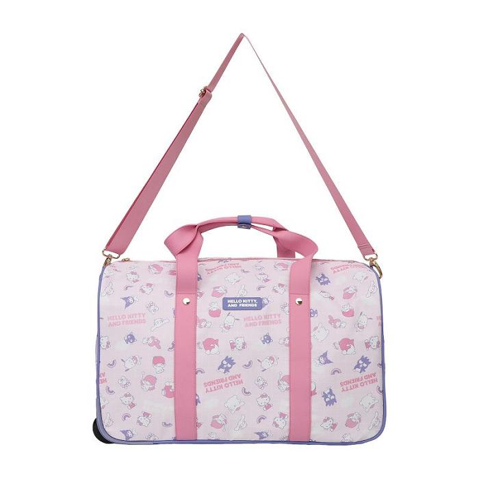 Pink Hello Kitty Hello Kitty and Friends All-Over Print Rolling Duffle Bag | CA_HK84286