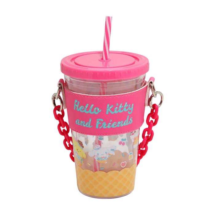 Pink Hello Kitty Hello Kitty and Friends Acrylic Travel Tumbler With Chain Holder | CA_HK64929