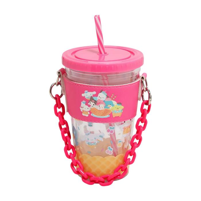 Pink Hello Kitty Hello Kitty and Friends Acrylic Travel Tumbler With Chain Holder | CA_HK51938