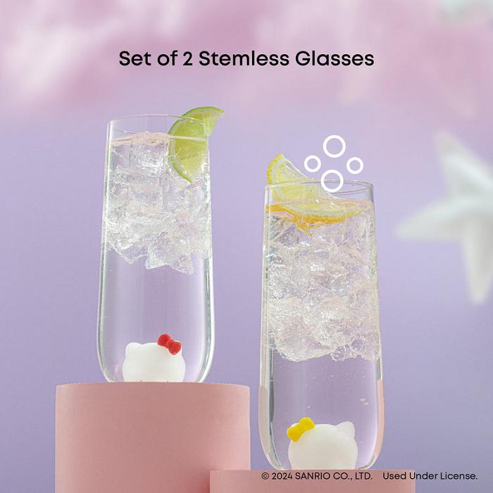 Pink Hello Kitty Hello Kitty and Mimmy 3D Icon Tall Drinking Glasses (Set of 2) | CA_HK30587