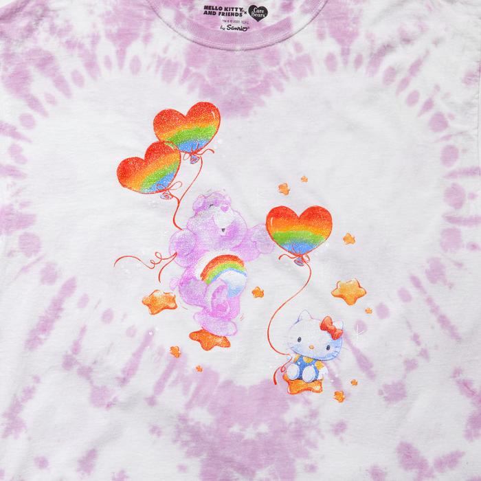 Pink Hello Kitty Hello Kitty x Care Bears Tie-Dye Glitter Tee | CA_HK46394