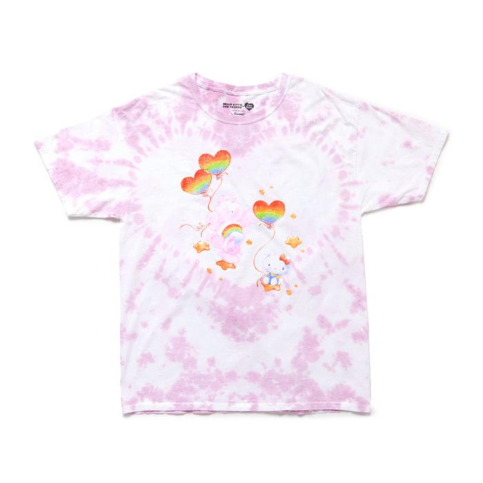 Pink Hello Kitty Hello Kitty x Care Bears Tie-Dye Glitter Tee | CA_HK46394