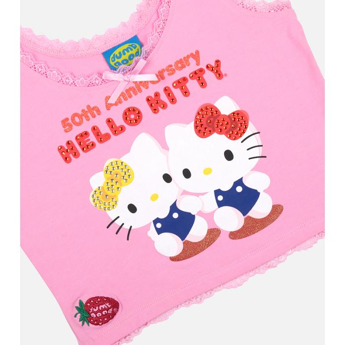 Pink Hello Kitty Hello Kitty x Dumbgood Lace Cropped Tank (50th Anniv.) | CA_HK49739