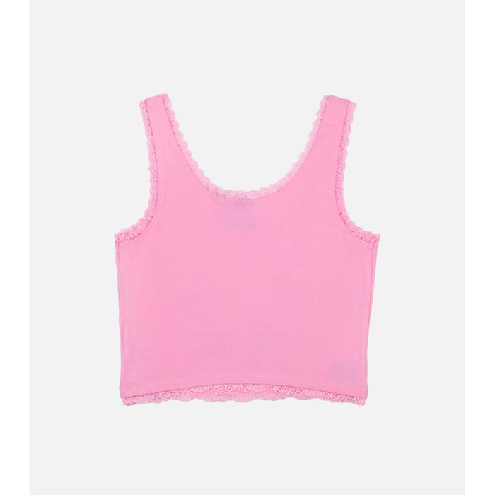 Pink Hello Kitty Hello Kitty x Dumbgood Lace Cropped Tank (50th Anniv.) | CA_HK49739