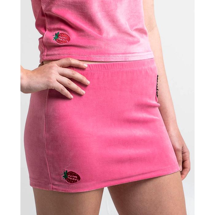 Pink Hello Kitty Hello Kitty x Dumbgood Pink Velour Mini Skirt (50th Anniv.) | CA_HK13046