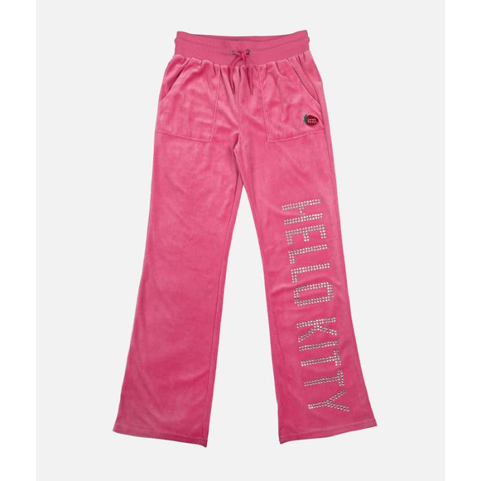 Pink Hello Kitty Hello Kitty x Dumbgood Velour Track Pants (50th Anniv.) | CA_HK66114