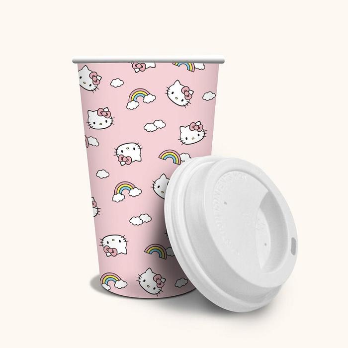 Pink Hello Kitty Hello Kitty x Studio Oh! Rainbow Skies Paper Hot Cups | CA_HK69711