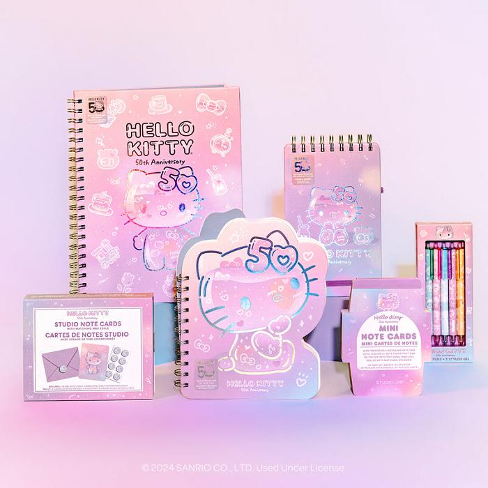 Pink Hello Kitty Hello Kitty x Studio Oh! 50th Anniversary 25-Pc Note Cards & Wax Seals Set | CA_HK14606