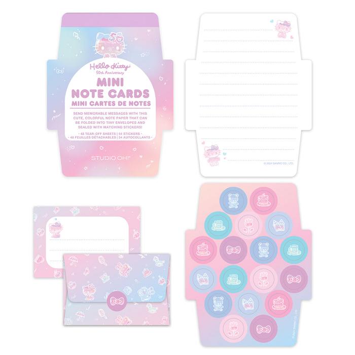 Pink Hello Kitty Hello Kitty x Studio Oh! 50th Anniversary Mini Note Cards and Sticker Set | CA_HK89793