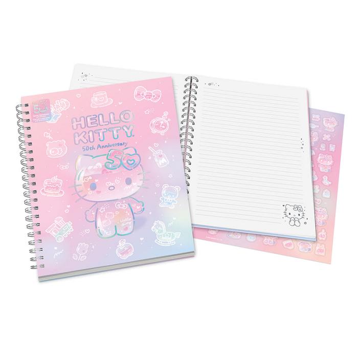 Pink Hello Kitty Hello Kitty x Studio Oh! 50th Anniversary Extra-Large Spiral Notebook & Sticker Sheet | CA_HK12569