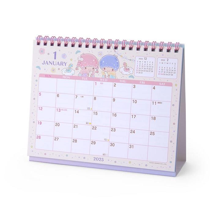 Pink Hello Kitty LittleTwinStars 2025 Desk Calendar | CA_HK52312