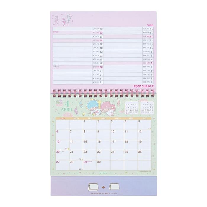 Pink Hello Kitty LittleTwinStars 2025 Desk Calendar | CA_HK52312