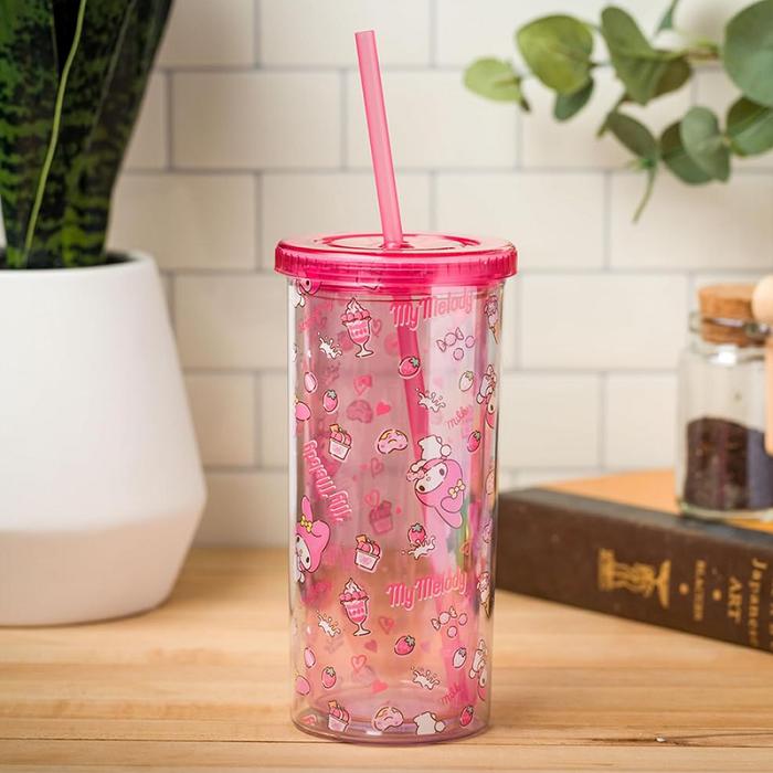 Pink Hello Kitty My Melody 20oz Strawberry Travel Tumbler | CA_HK13313