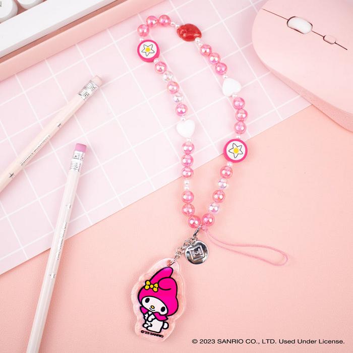 Pink Hello Kitty My Melody Beaded Charm Mobile Phone Wrist Strap | CA_HK47368