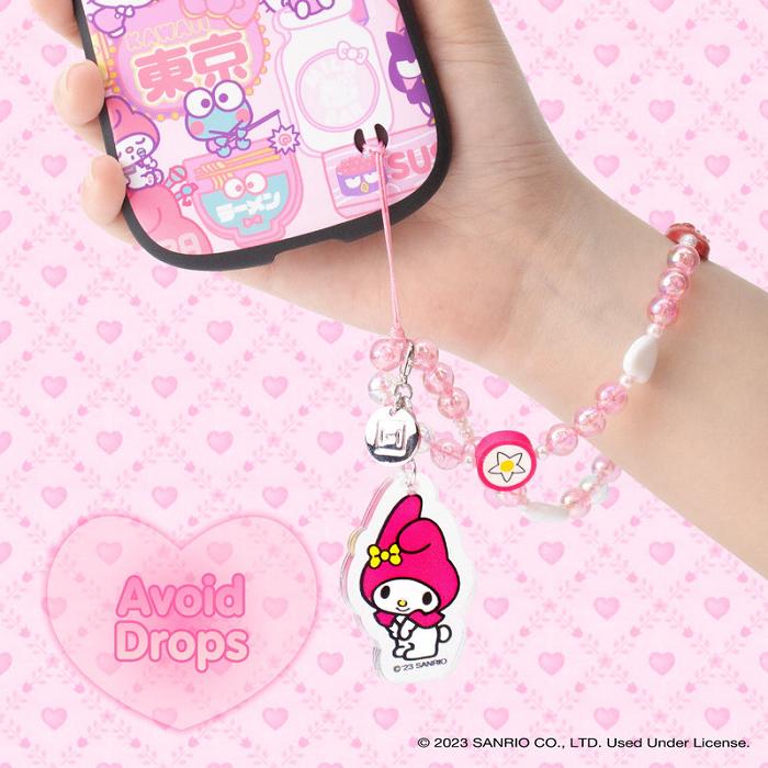 Pink Hello Kitty My Melody Beaded Charm Mobile Phone Wrist Strap | CA_HK47368