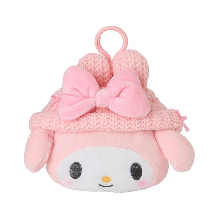 Pink Hello Kitty My Melody Cozy Cap Mascot Clip Pouch | CA_HK31549