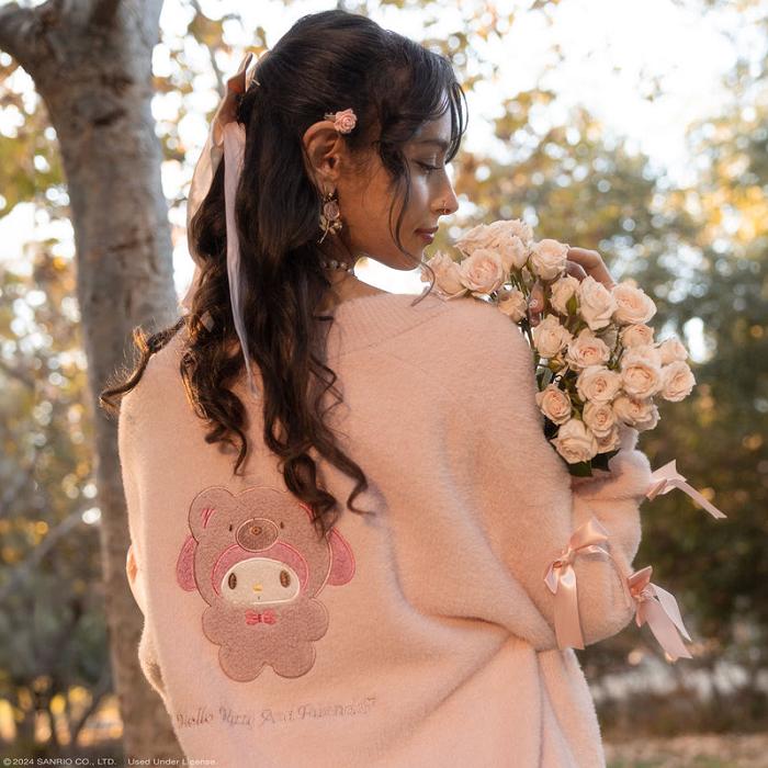 Pink Hello Kitty My Melody Cozy Kuma JapanLA Cardigan | CA_HK93178