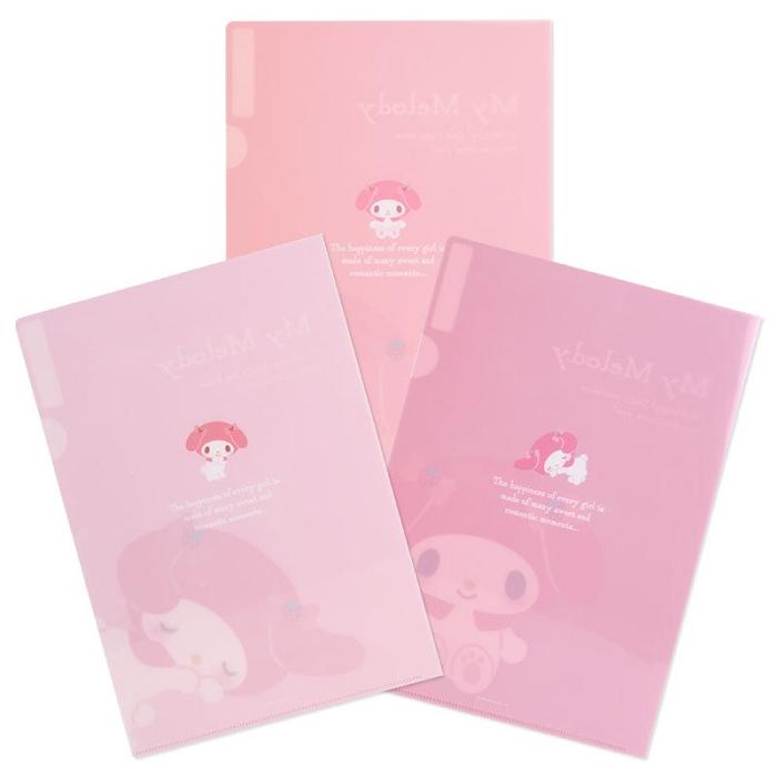 Pink Hello Kitty My Melody Expressions 3-pc Clear File Folder Set | CA_HK17906