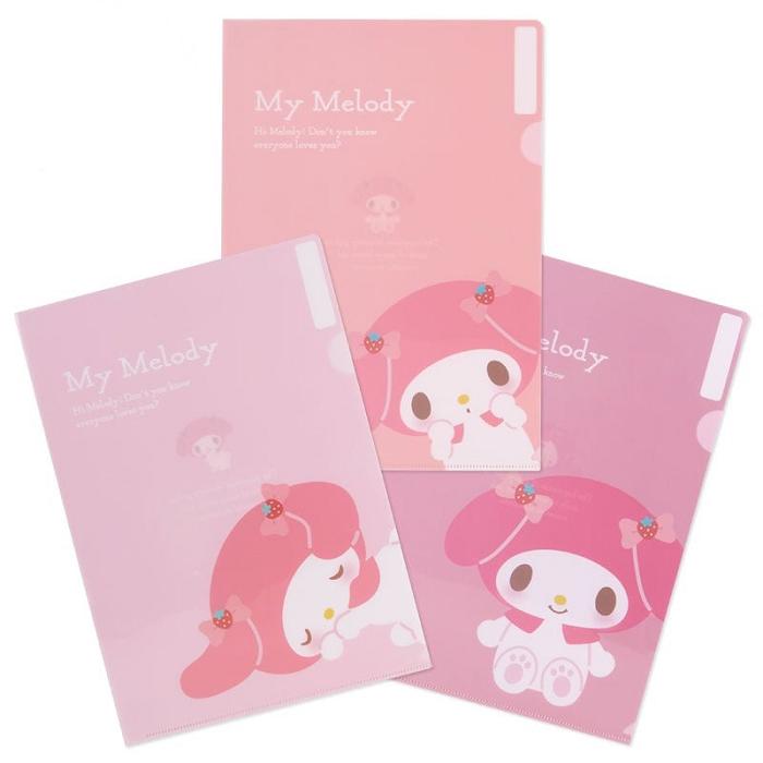 Pink Hello Kitty My Melody Expressions 3-pc Clear File Folder Set | CA_HK17906