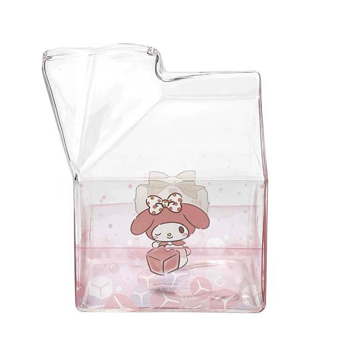 Pink Hello Kitty My Melody Kawaii Glass Milk Carton Cup | CA_HK32342