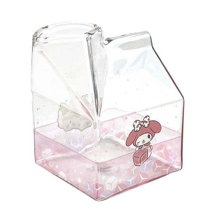 Pink Hello Kitty My Melody Kawaii Glass Milk Carton Cup | CA_HK89682