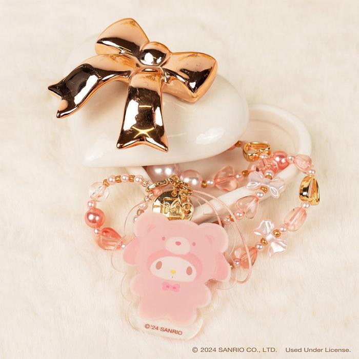 Pink Hello Kitty My Melody Latte Bear Beaded Charm Mobile Phone Wrist Strap | CA_HK54861