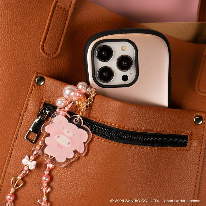 Pink Hello Kitty My Melody Latte Bear Beaded Charm Mobile Phone Wrist Strap | CA_HK54861