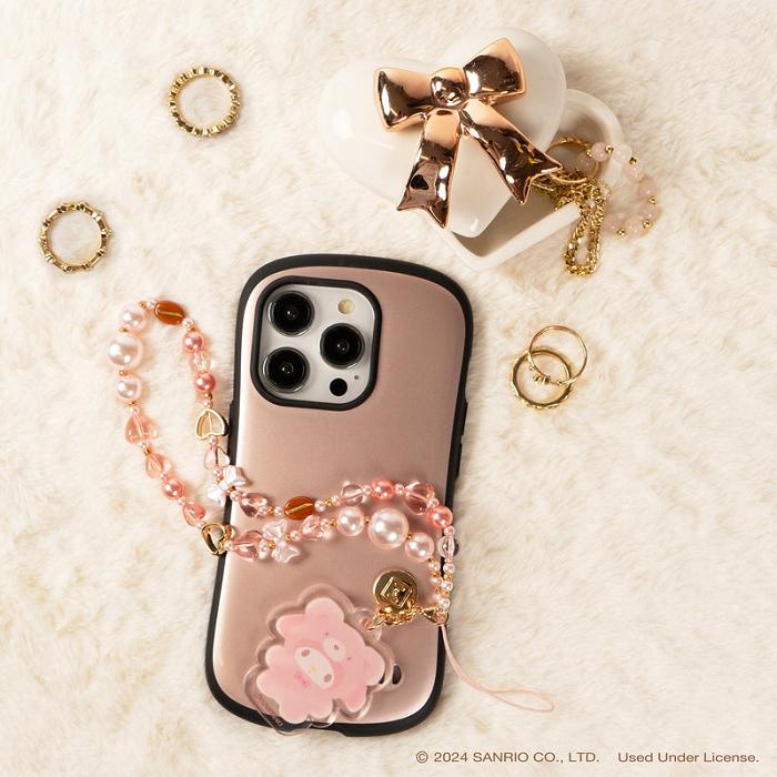 Pink Hello Kitty My Melody Latte Bear Beaded Charm Mobile Phone Wrist Strap | CA_HK54861