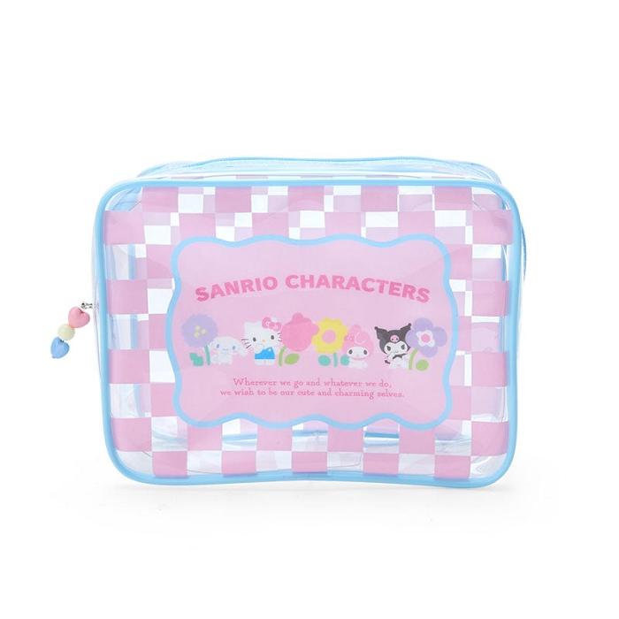 Pink Hello Kitty Sanrio Characters Clear Zipper (Pastel Check Series) | CA_HK93875