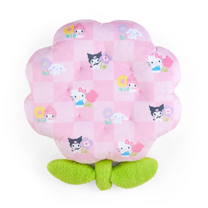 Pink Hello Kitty Sanrio Characters Daisy Throw Pillow (Pastel Check Series) | CA_HK48265