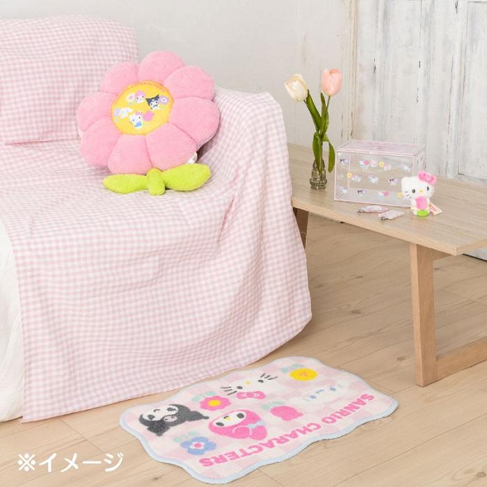 Pink Hello Kitty Sanrio Characters Daisy Throw Pillow (Pastel Check Series) | CA_HK23821