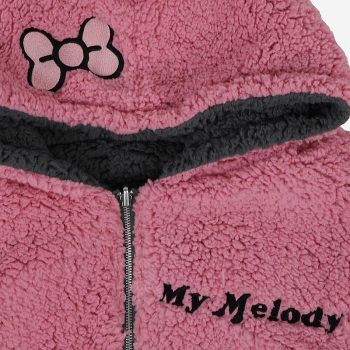 Pink / Black Hello Kitty Kuromi & My Melody x Dumbgood Reversible Sherpa Zip Hoodie | CA_HK40221