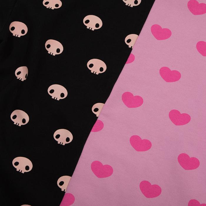 Pink / Black Hello Kitty My Melody & Kuromi x Dumbgood Split Hoodie | CA_HK14592