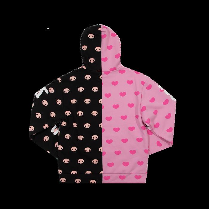 Pink / Black Hello Kitty My Melody & Kuromi Split Pullover Hoodie | CA_HK35787