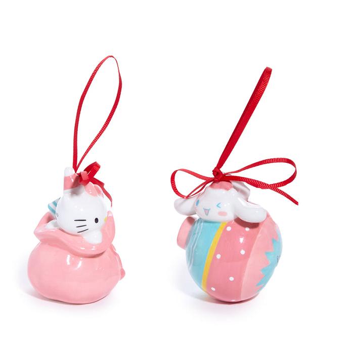 Pink / Blue Hello Kitty Hello Kitty and Cinnamoroll 2-pc Holiday Ceramic Ornament Set (Pastel Pink) | CA_HK76381